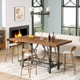 thumbnail image 2 of Tribesigns Dining Table for 6 People, Industrial Rectangular Kitchen Table with Metal Footrest for Dining Room (Rustic Brown), 2 of 17