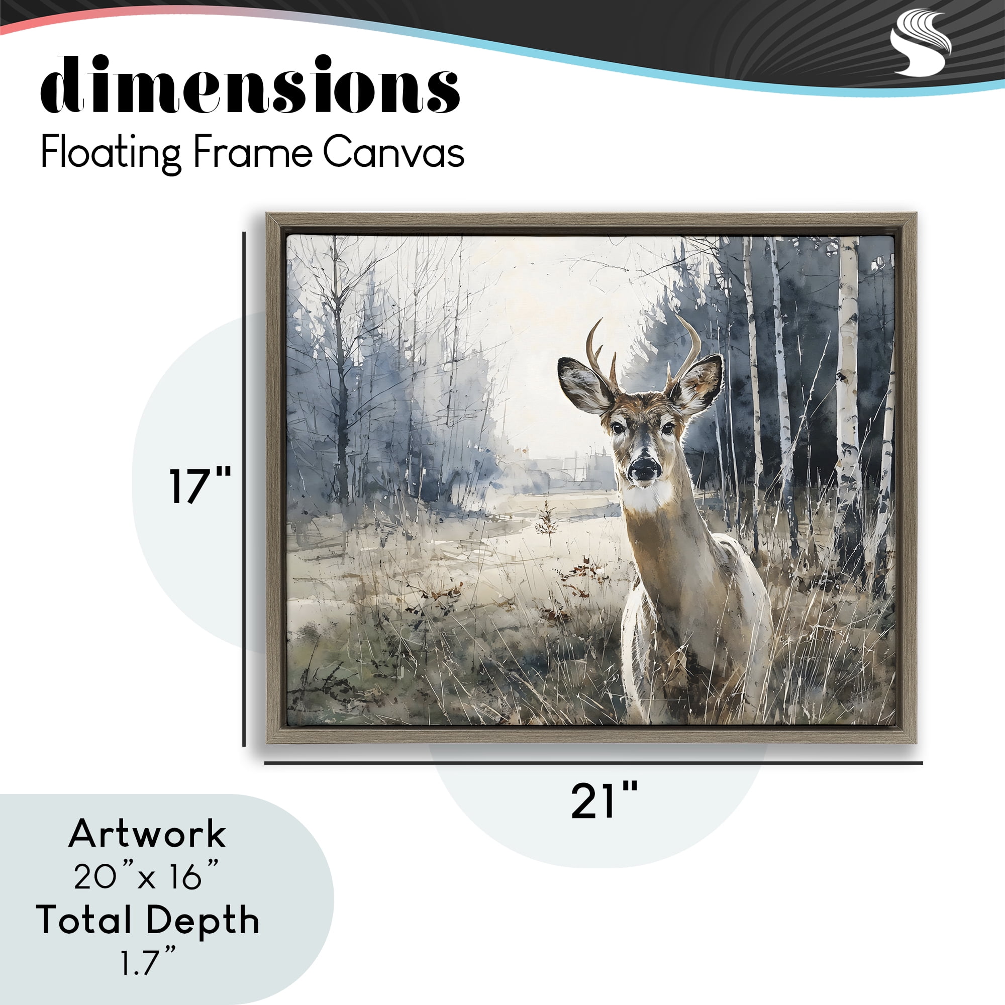 Stupell Industries Deer in Winter Wilderness Brown Framed Floater Canvas Wall Art, design by Franklyn Gregory