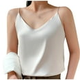 thumbnail image 2 of Htigea Women's Silk Satin Camisole Cowl Neck Tank Top Cami Silky Basic Tank Shirt Blouses Today Sales Beige,XL, 2 of 5