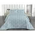 thumbnail image 2 of Ambesonne Floral Quilted Bedspread Set 3 Pcs, Blooming Cornflowers Nature, Twin, Sea Blue and Fern Green, 2 of 4