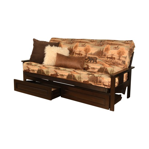 Kodiak Furniture Monterey Espresso Sofa with Multi-Color Fabric Mattress