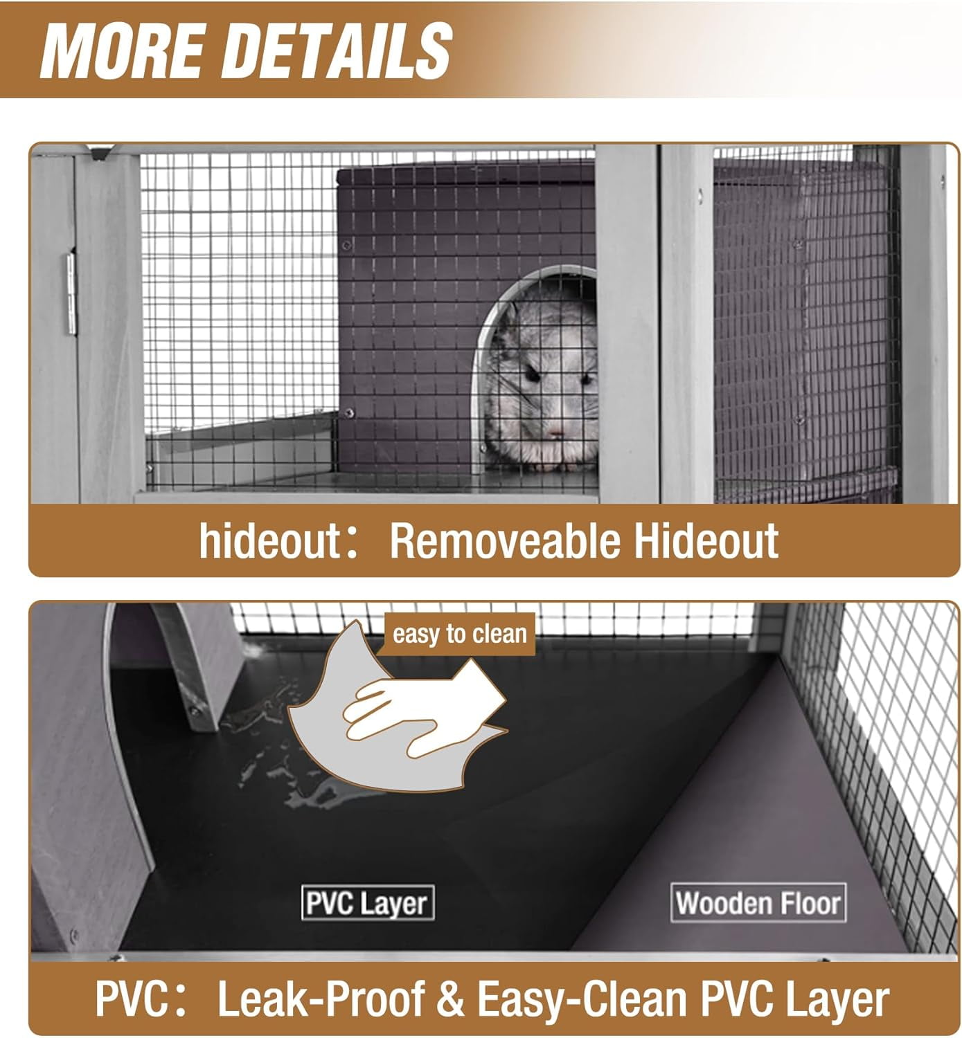Aivituvin Large Ferret Cage  5 Levels Chinchilla Cage with Wheels  Wooden Rat Cages Upgrade Metal Frame Guinea Pig House for Indoor Outdoor