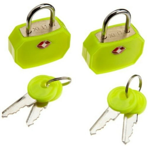 Lewis N. Clark Travel Sentry Mini Padlock, 2Pack, Neon Yellow