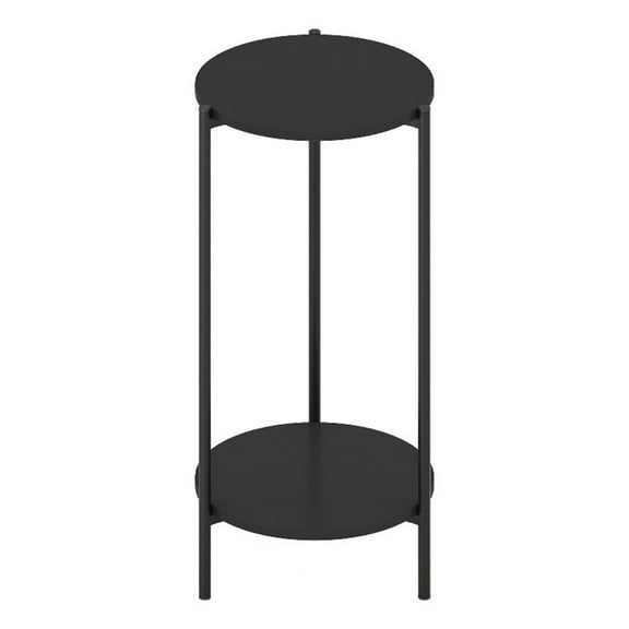 Pemberly Row 2-Tier Modern Tall Round Side End Table with Sturdy Metal Americano