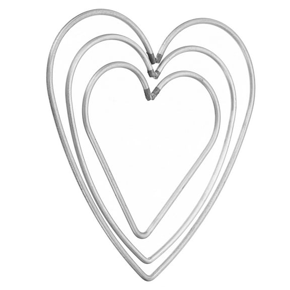 Uxcell Dream Catcher Rings Set, 3 Sizes Metal Heart Shape Macrame Wreath Floral Ring Hoop, Silver