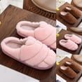 thumbnail image 5 of Xfvqtps Fuzzy Slippers for Women Fluffy Furry Fleece Lining Solid Color Line Embroidery Simplicity Soft Thick Sole Slip on Non-Slip Comfortable Cozy Indoor House Slippers, 5 of 5