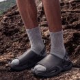 thumbnail image 4 of Rokment Women's Men's Chunky Air Cushion Ortho Walking Slippers with Back Strap Comfortable Non Slip Cloud Pillow Thick Sole Water Sandals Outfoor for Plantar Fasciitis Black Size 6-6.5, 4 of 6