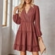 thumbnail image 4 of Vestidos Para Mujer Vestidos Largos Casuales Estampado Floral Escote en V Profundo Manga Larga Volantes Dobladillo Vestido Floral Odeerbi ODB138870, 4 of 9