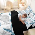 thumbnail image 4 of spefrowx Ocean Starfish Full Size Bedding Sets for Kids, Cute Seashell Seaweed Full Size Bed in a Bag, Black Reversible, 7pcs, 4 of 6