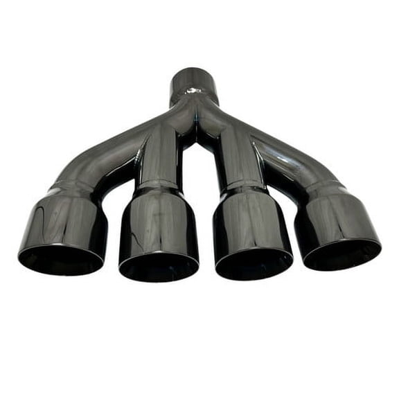 Exhaust Tip Center 3.00 inlet 3.50 Quad 15.00 Long  WQD35015-300-BC-SS Rolled Slant Black Chrome 304 Stainless Steel Wesdon Exhaust Tip