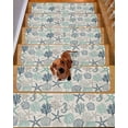 thumbnail image 2 of Teal Green Ocean Stair Treads for Wooden Steps Indoor Runner Rug Carpet, Coastal Coral Shell Farmhouse Marine 10 Pieces Peel and Stick Staircase Step Treads Covers Washable Throw Door Mats, 30"x8", 2 of 5