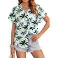 thumbnail image 2 of Hawaiian Button Down Shirts for Women Casual Short Sleeve Floral Print Blouses Summer Tops, 2 of 5