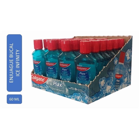 Paq 24 Pzs Enjuague Bucal Colgate Plax Ice Infinity 60ml C/u