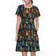 thumbnail image 1 of Easygdp Colorful Guitar para Vestido Transpirable de Mujer, Vestido Suelto de Manga Corta con Pliegues y Bolsillos para el Verano, 1 of 6