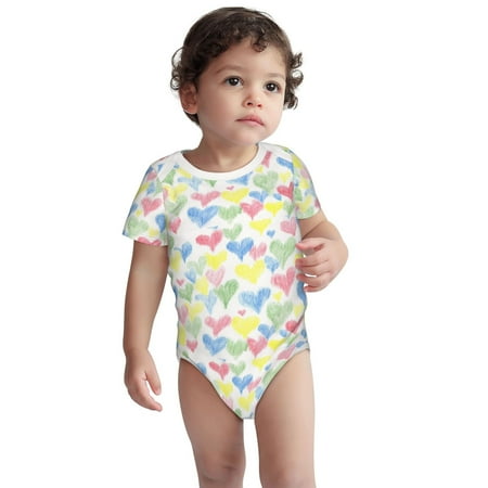 

Haiem Hand Drawn Colored Hearts Printed Unisex-Baby Short Sleeve Onesies Bodysuits Unisex Babies Snap-Up Rompers-6 Months
