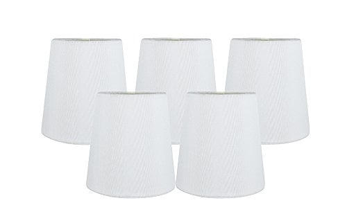 3.5-inch by 4.5-inch by 4.5-inch Meriville Set of 6 Off White Faux Silk Clip On Chandelier Lamp Shades