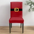 thumbnail image 4 of Dining Chair Slipcover, Merry Christmas Santa Claus Belt Red Stretch Kitchen Chair Covers Removable Parsons Chair Protector Covers for Dining Room Banquet Party, Set of 6, 4 of 6