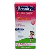 Benadryl Childrens Dye-Free Allergy 8oz Bubble Gum (Pack of 3)