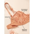 thumbnail image 4 of Deyllo Women Unlined Lace Bra Plus Size 1/2 Cup Demi See Through Non-padded Underwire Support Push up Bras,Orange 38D, 4 of 5