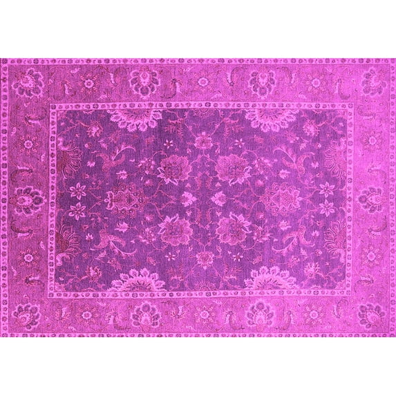 Ahgly Company Machine Washable Indoor Rectangle Oriental Pink Industrial Area Rugs, 7' x 9'