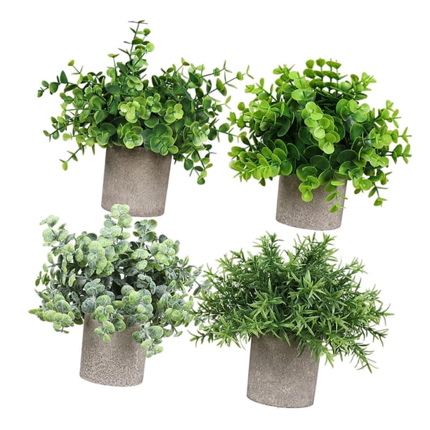 4 piezas de plantas falsas Soledad en maceta bonsái artificial Estilo A