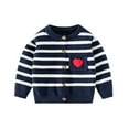thumbnail image 2 of Godderr Toddler Baby Autumn Sweater for Girls Newborn Striped Cardigan Knitwear Winter Warm Sweater with Buttons 9 Months -6 Years, 2 of 6