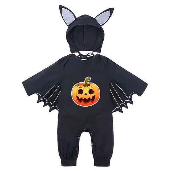 WIBACKER 3M-24M Infant Unisex Baby Halloween Dress Up Clothes Bat Wings Romper with Cap Newborn Animal Costumes