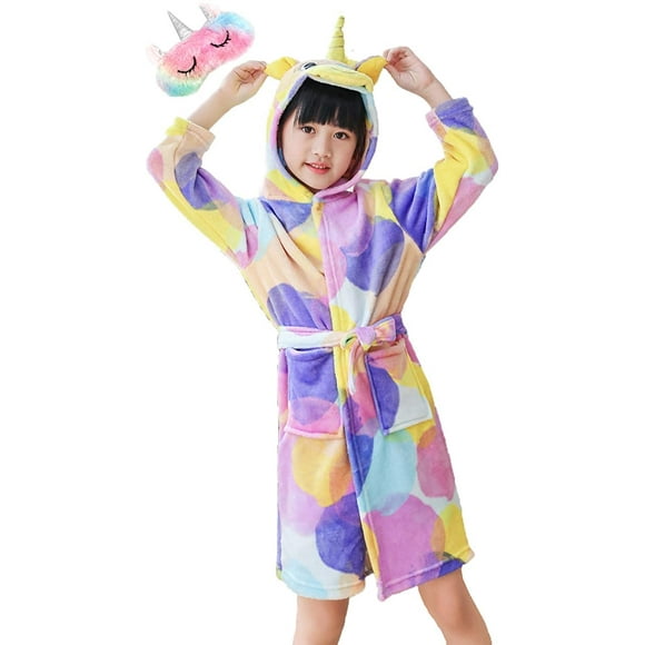 Filles Licorne à Capuche Peignoir Enfants en Peluche Robe de Flanelle Robe Pyjama Robe