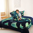 thumbnail image 4 of Castle Fairy Aurora Exposure Cabin Bear King Size Comforter Sets 3pcs for Teens,Pine Mountain Star Comforters King Size,Teal Dark Green,Navy Blue Reversible,1 Comforter and 2 Pillowcases, 4 of 6