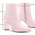 thumbnail image 3 of Unique Bargains Women's Pointed Toe Zipper Patent Leather Ankle Chunky Boots, 3 of 7