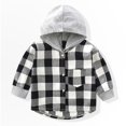 thumbnail image 3 of GYRATEDREAM Toddler Boys Girls Flannel Hoodies Button down Long Sleeve Jacket Plaid Shirt Unisex Outfits Kids Fall Winter Clothes Black Gray for 3-14Y, 3 of 8