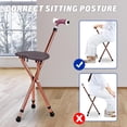thumbnail image 4 of Bastón plegable ajustable con asiento, gran capacidad, ligero, con luz LED y 3 patas retráctiles, ideal para personas mayores, ayuda para viajes al aire libre., 4 of 5