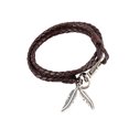 thumbnail image 1 of Pulsera de tejido de PU unisex de moda, brazalete con decoración de hojas de aleación, joyería delicada (marrón), 1 of 1