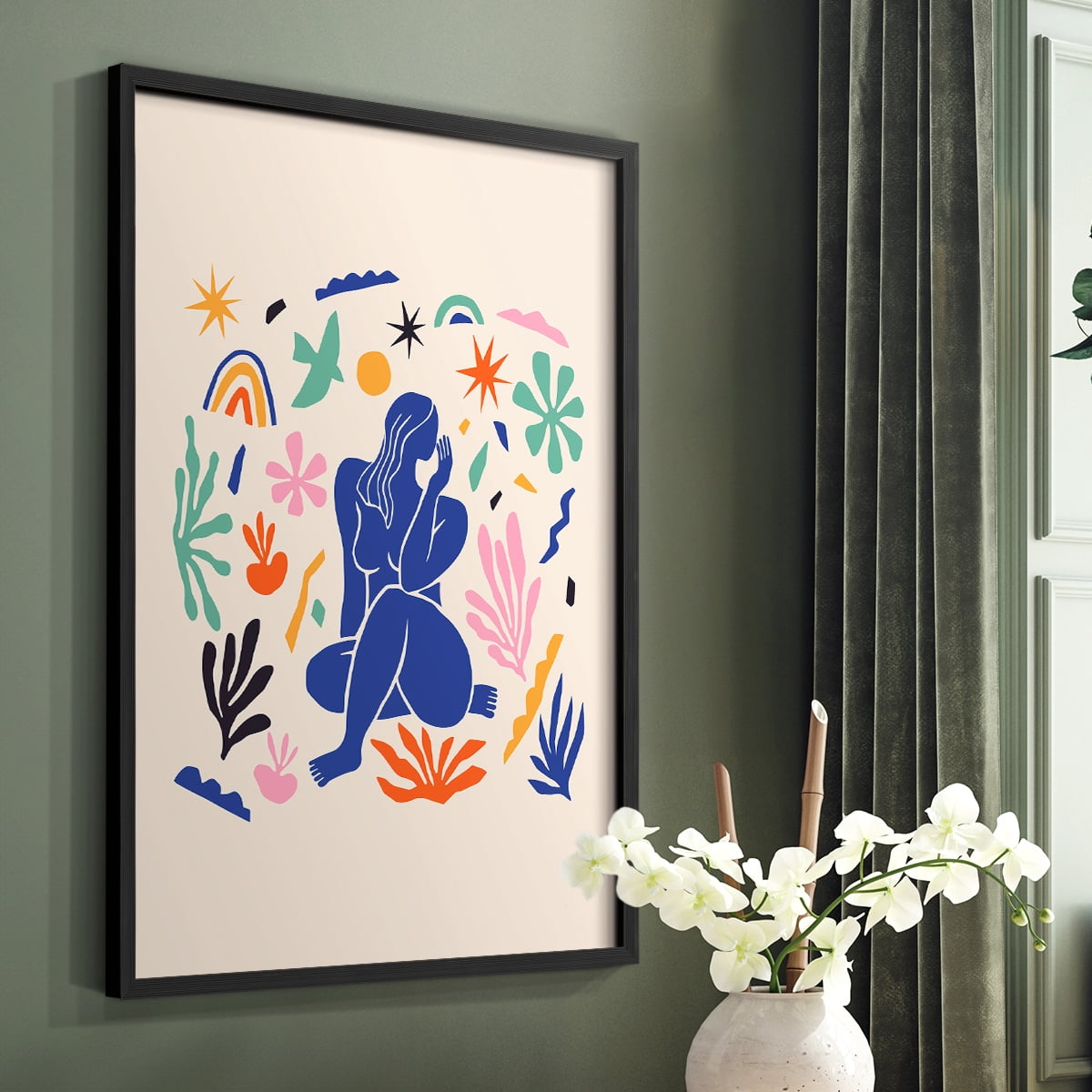 Matisse CDXLIV in Black Solid Wood Framed Print No Nail Hanging