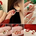 thumbnail image 4 of GKNET Christmas Crystal Pearl Red Santa Claus Snowflake Earrings Dangle Delicate Jewelry Women-6.Christmas Earrings, 4 of 9