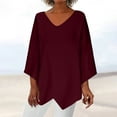 thumbnail image 2 of Oalirro Wine Womens Long Sleeve Tops Summer V Neck Solid Womens Trendy Tops, 2 of 6