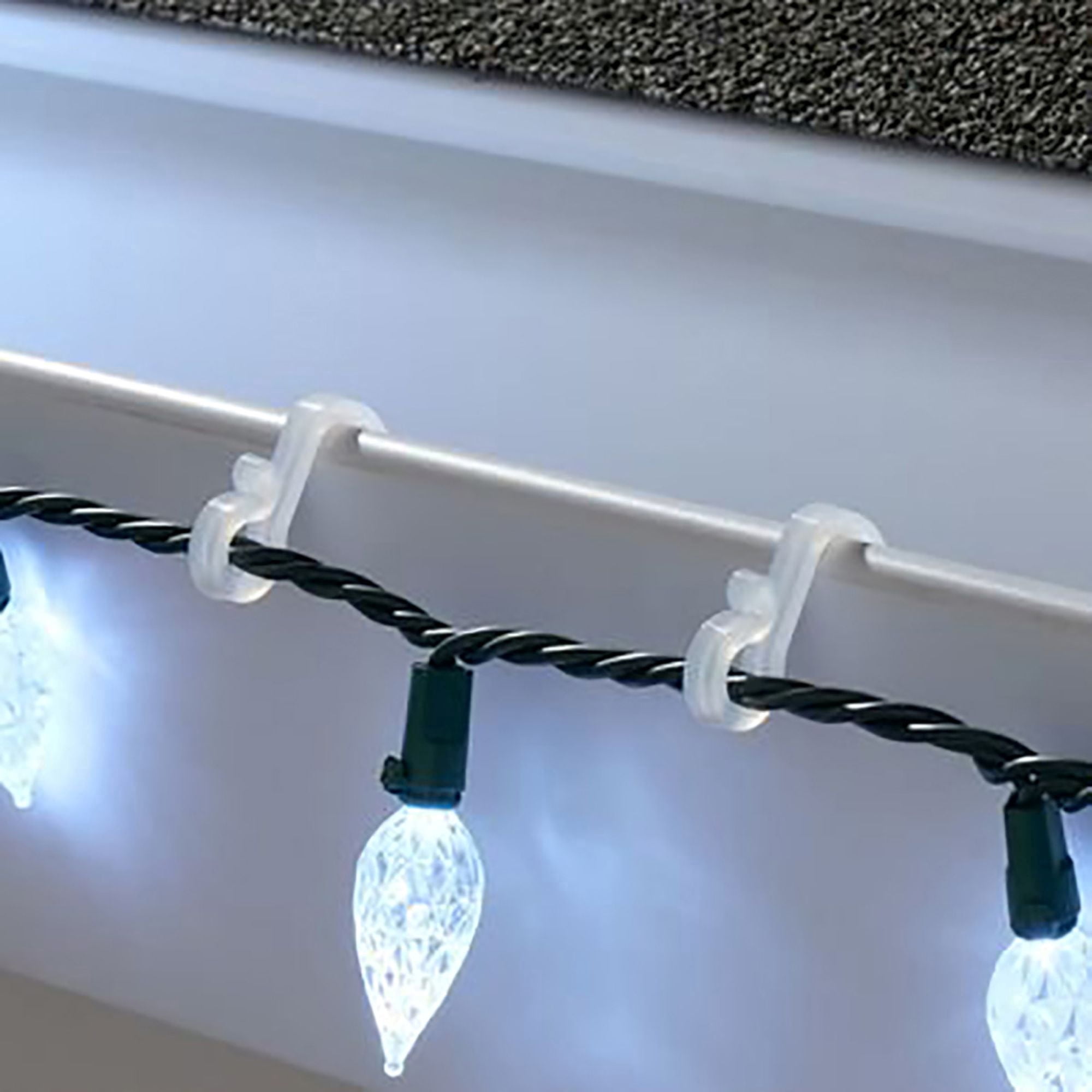 Gutter/Shingle Christmas Light Hooks, Clear, 40 Count, by Holiday Time
