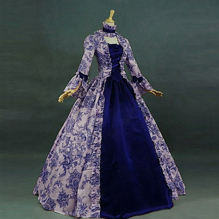 Women's Vintage Gothic Dress Court Collar Patchwork Fashion Bell