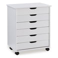 thumbnail image 1 of Linon Callie Six Drawer Wide Rolling Cart in White Wash Wood, 1 of 13