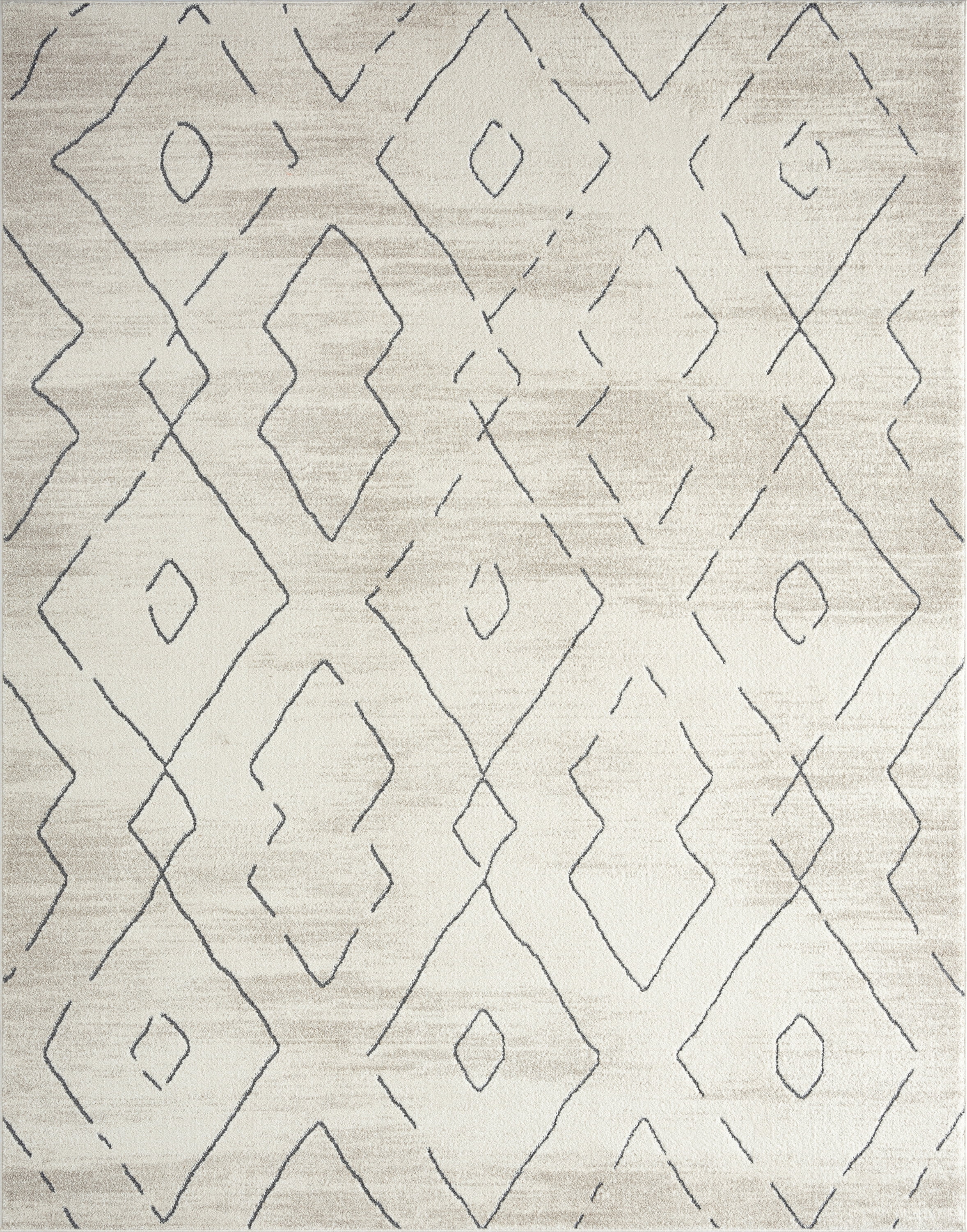 Contemporary 9x12 Area Rug (8'10'' x 12'2'') Geometric Cream, Gray Living Room Easy to Clean