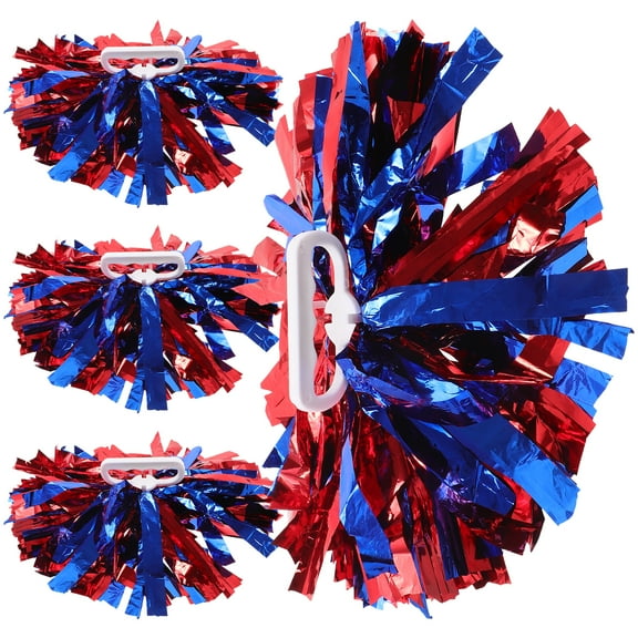 4-Pack Cheerleading Pom Poms in Mixed Colors, PE Material for Christmas Party Decor and Cheerleading Events