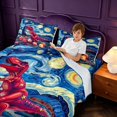 thumbnail image 3 of Manfei Wild T-Rex Queen Sheets,Retro Cloud Stars Animals Egg Queen Sheet Sets,Blue Red,4-Piece,1 Flat Sheet,1 Fitted Sheet and 2 Pillowcases, 3 of 6