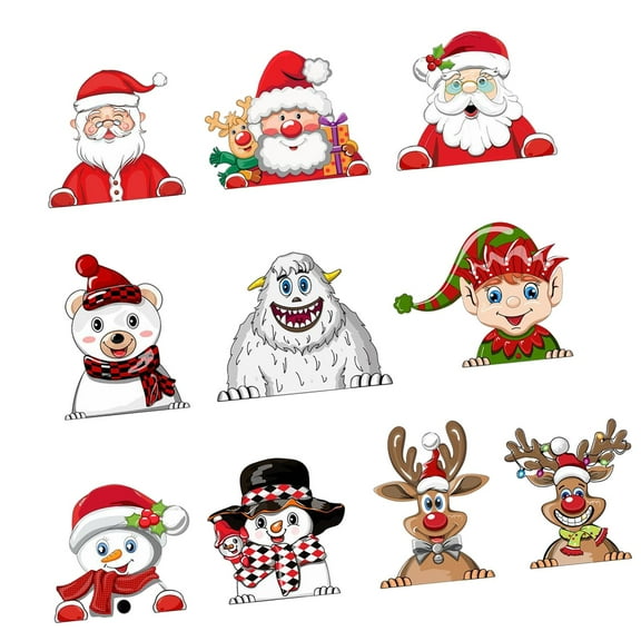 hengtong 10Pcs Christmas Car Window Decals Car Stickers Waterproof Window Clings for Suvs