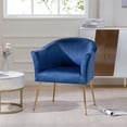 thumbnail image 2 of Kadyn Polyester Accent Chair, Modern Armchair with Gold Metal Legs, Single Reading Chair for Living Room, Blue, 2 of 13