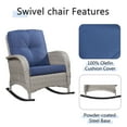 thumbnail image 4 of PARKWELL 3-Piece Wicker Rocking Chair with Side Table and Cushions - Outdoor Patio Bistro Set - Gray Wicker, Blue Cushions, 4 of 7