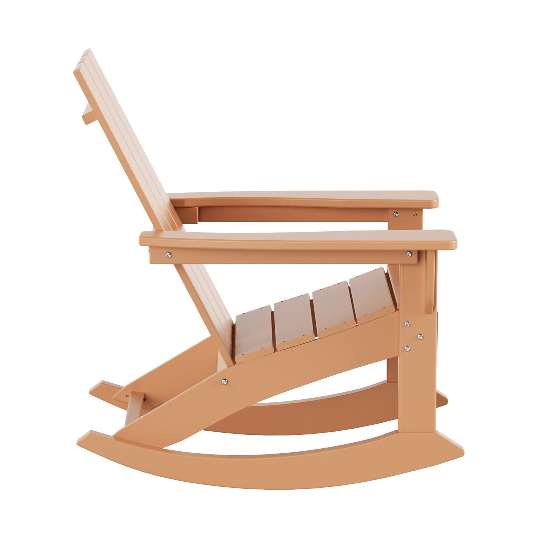 GARDEN Set of 2 Modern Plastic Outdoor Rocking Chairs for Patio Porch, Teak