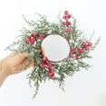 thumbnail image 5 of 1Pcs Christmas Candle Rings Wreath with Red Berry Snowy Pine Garland Candle Ring Snowy Pine Garland Candle Ring Holder for Christmas Wedding Home Table Centerpiece Decorations, 5 of 7