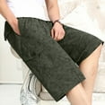 thumbnail image 4 of OGLCCG Men's 3/4 Long Cargo Shorts Cotton Casual Twill Elastic Below Knee Loose Capri Pants Multi-Pocket Athletic Workout Capris for Big and Tall Men, 4 of 5