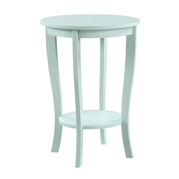 Pemberly Row Transitional Wood Round End Table in Sea Foam Green