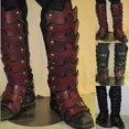 thumbnail image 3 of Armadura de pierna de cuero sintético para Larp medieval, polainas de grebas góticas, kit de disfraz de caballero vikingo, funda para botas y zapatos de jinete para cosplay para hombres, 3 of 4